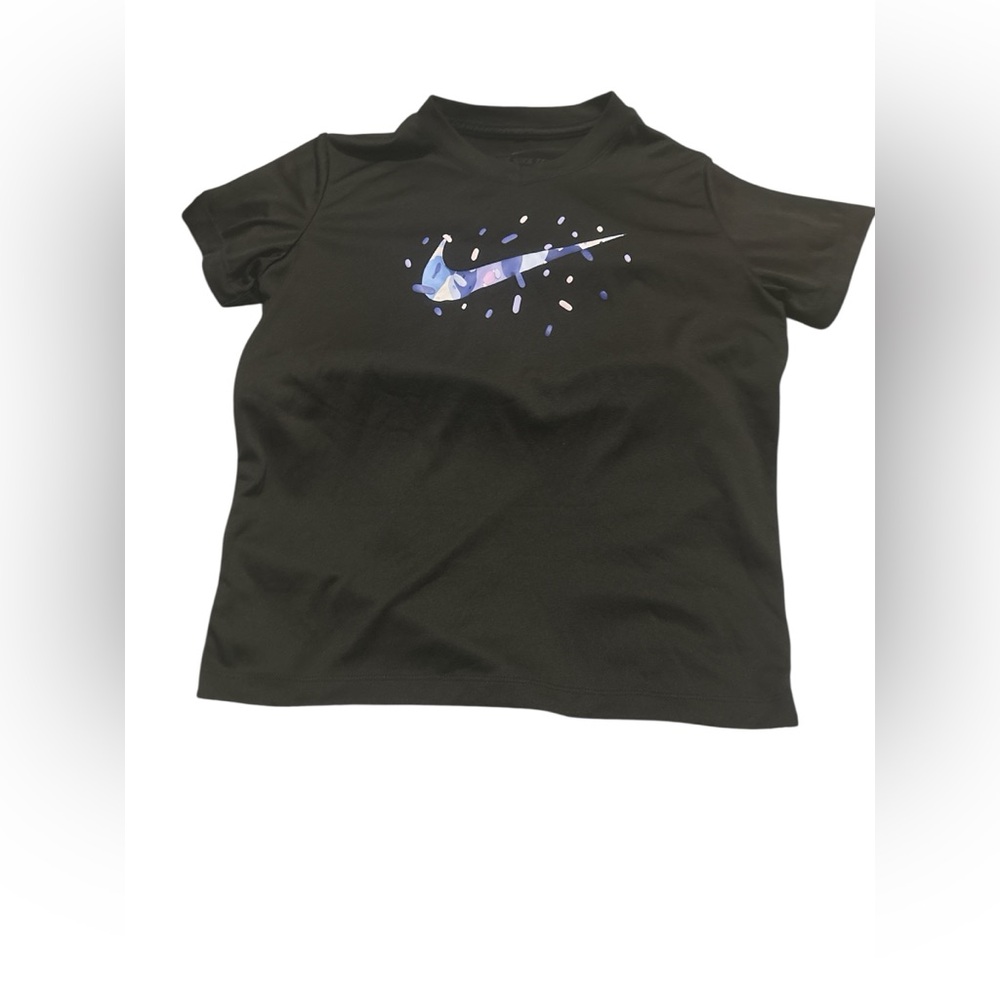 EUC Nike Black Tee with Blue and Purple Swoosh